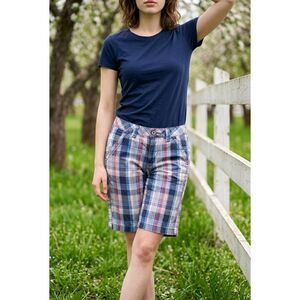🔺️Aeropostale Blue & Red Plaid Bermuda Shorts Size 3